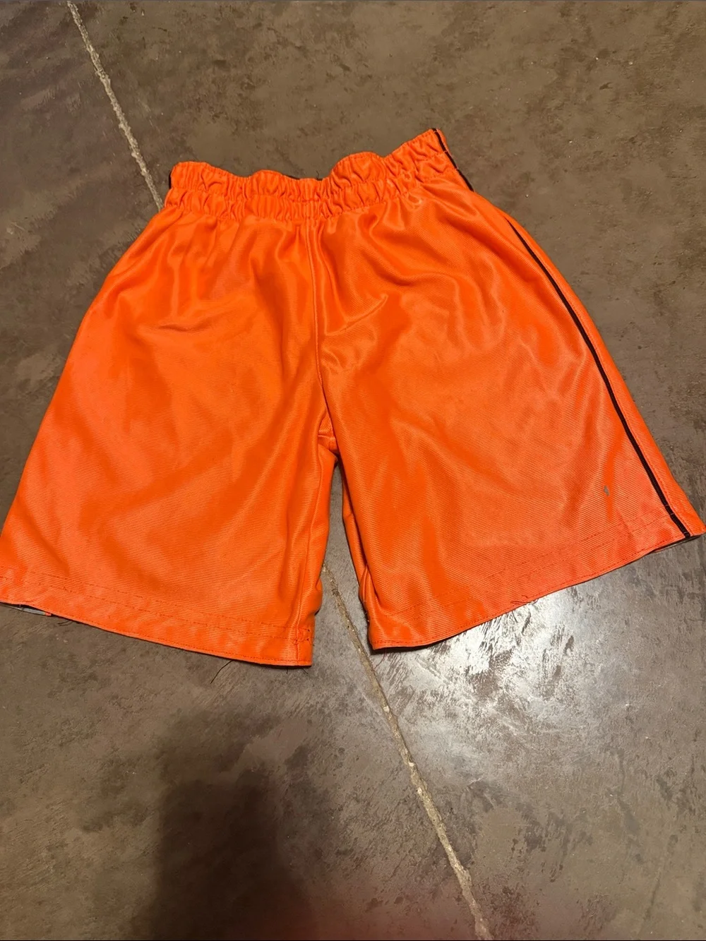 Kids Black Mesh Athletic Shorts with Orange Trim